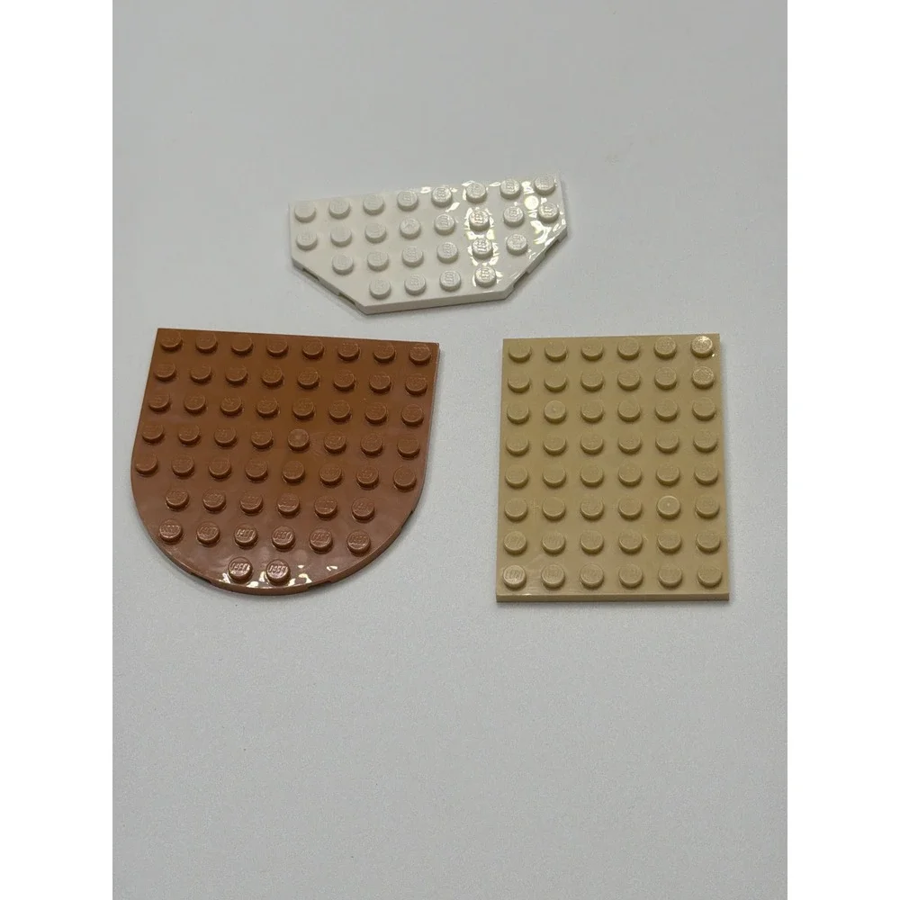 LEGO Plates Lot 3pc‎ Brown 8x8 Round Tan 6x8 Rectangle White 4x9 Wedge 41948